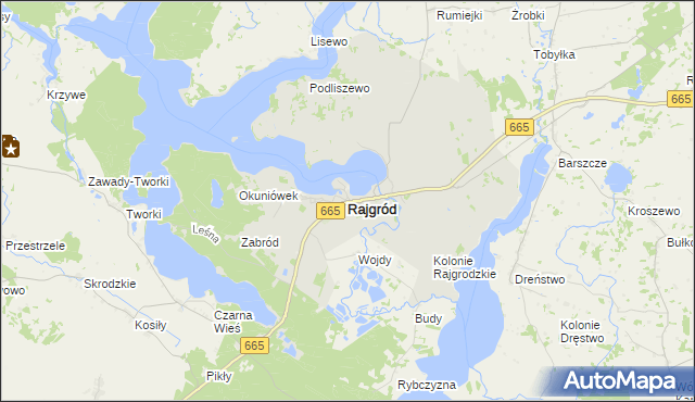 mapa Rajgród powiat grajewski, Rajgród powiat grajewski na mapie Targeo