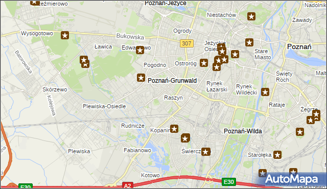 mapa Raszyn gmina Poznań, Raszyn gmina Poznań na mapie Targeo