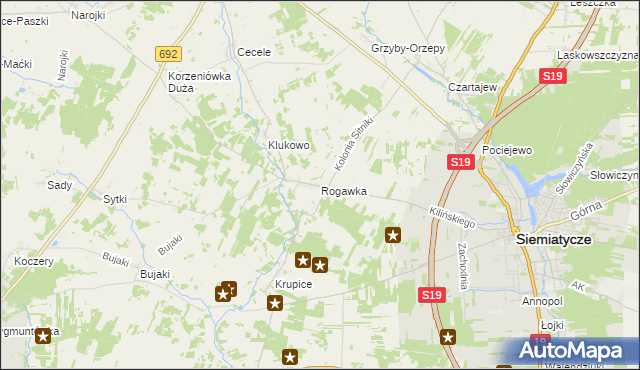 mapa Rogawka, Rogawka na mapie Targeo