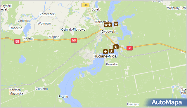 mapa Ruciane-Nida, Ruciane-Nida na mapie Targeo