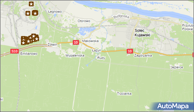 mapa Rudy gmina Solec Kujawski, Rudy gmina Solec Kujawski na mapie Targeo