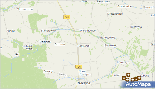 mapa Sadykierz gmina Rzeczyca, Sadykierz gmina Rzeczyca na mapie Targeo