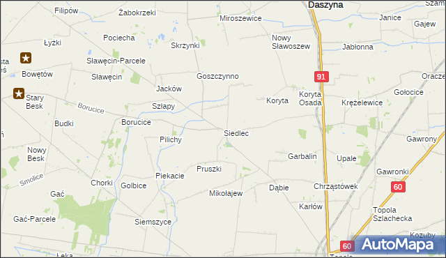 mapa Siedlec gmina Łęczyca, Siedlec gmina Łęczyca na mapie Targeo