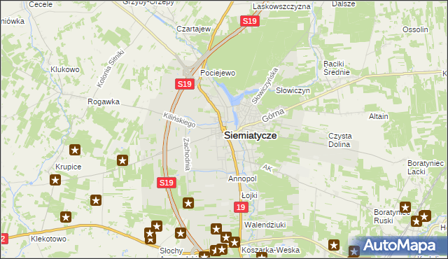 mapa Siemiatycze, Siemiatycze na mapie Targeo