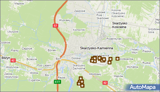 mapa Skarżysko-Kamienna, Skarżysko-Kamienna na mapie Targeo