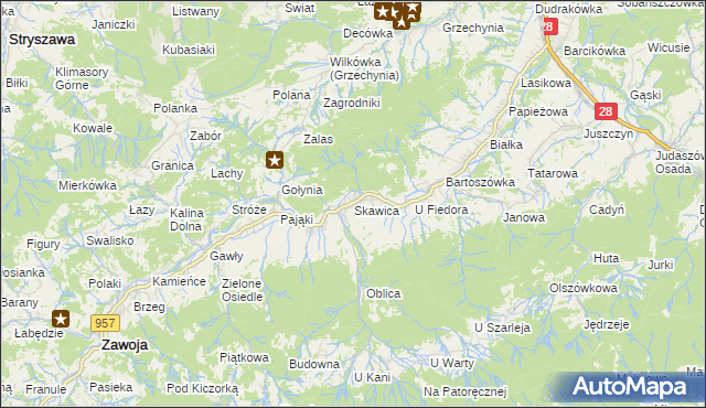 mapa Skawica, Skawica na mapie Targeo