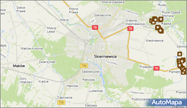 mapa Skierniewic, Skierniewice na mapie Targeo