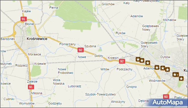 mapa Skłóty, Skłóty na mapie Targeo