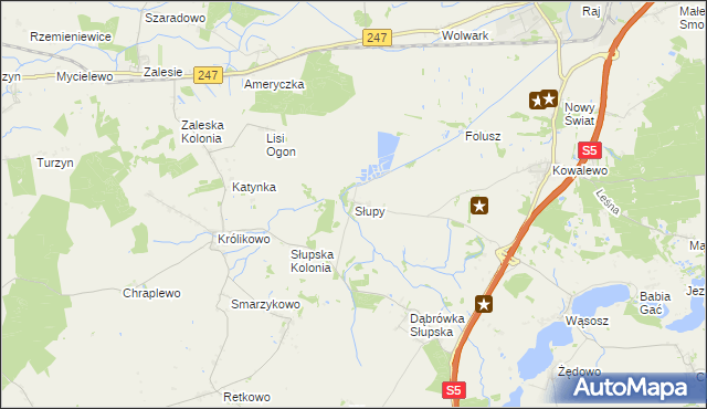 mapa Słupy gmina Szubin, Słupy gmina Szubin na mapie Targeo