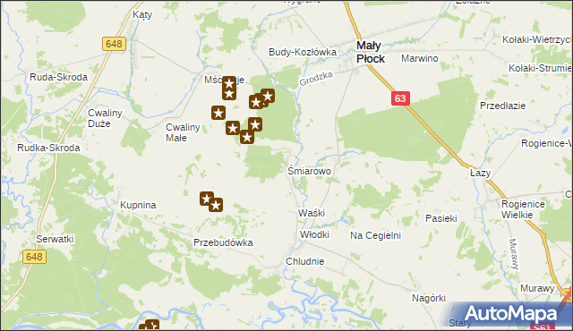 mapa Śmiarowo, Śmiarowo na mapie Targeo