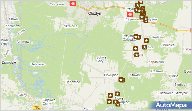 mapa Sokole Góry, Sokole Góry na mapie Targeo