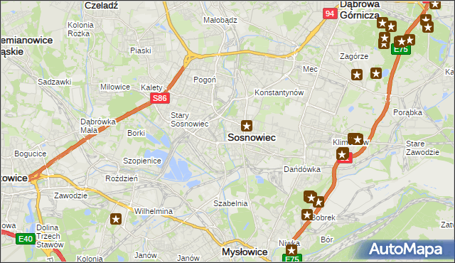 mapa Sosnowca, Sosnowiec na mapie Targeo