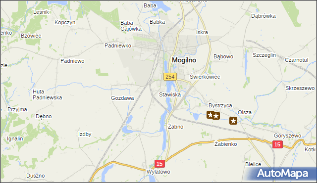 mapa Stawiska gmina Mogilno, Stawiska gmina Mogilno na mapie Targeo