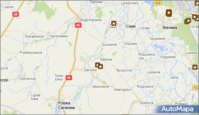 mapa Steblów gmina Cisek, Steblów gmina Cisek na mapie Targeo
