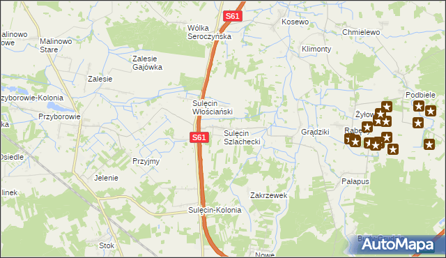 mapa Sulęcin Szlachecki, Sulęcin Szlachecki na mapie Targeo