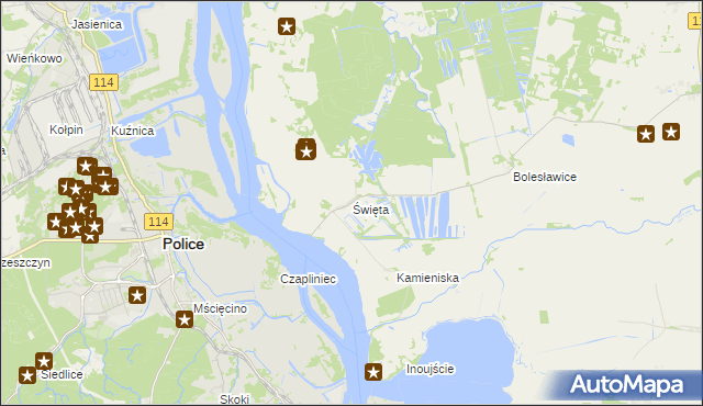 mapa Święta gmina Goleniów, Święta gmina Goleniów na mapie Targeo