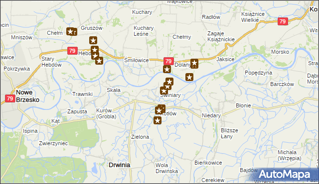 mapa Świniary gmina Drwinia, Świniary gmina Drwinia na mapie Targeo