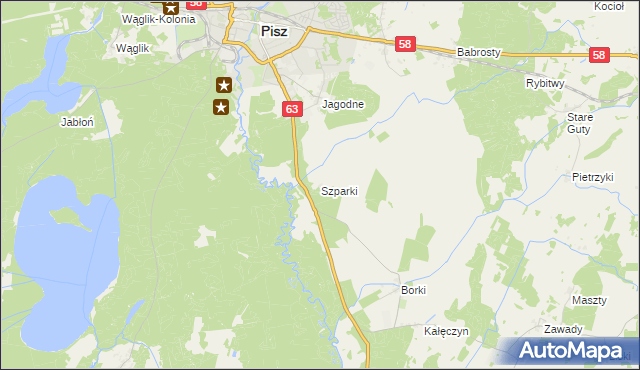 mapa Szparki, Szparki na mapie Targeo