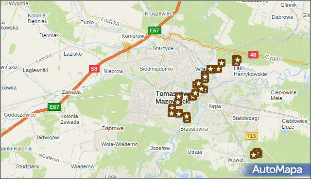 mapa Tomaszów Mazowiecki, Tomaszów Mazowiecki na mapie Targeo