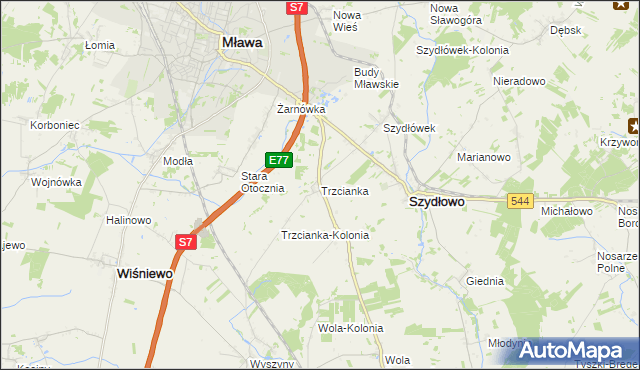 mapa Trzcianka gmina Szydłowo, Trzcianka gmina Szydłowo na mapie Targeo