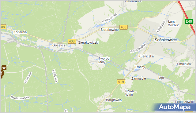 mapa Tworóg Mały, Tworóg Mały na mapie Targeo