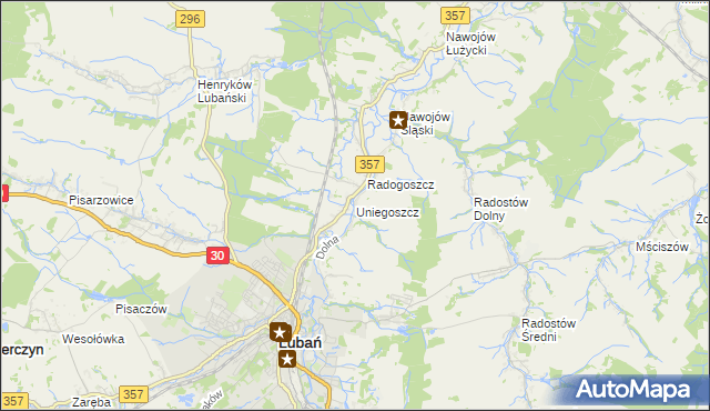 mapa Uniegoszcz, Uniegoszcz na mapie Targeo