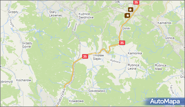 mapa Unisław Śląski, Unisław Śląski na mapie Targeo