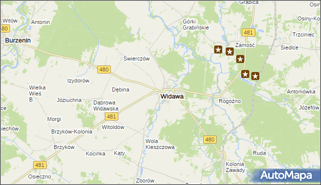mapa Widawa powiat łaski, Widawa powiat łaski na mapie Targeo