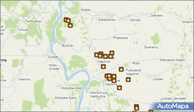 mapa Wierzchuca Nagórna, Wierzchuca Nagórna na mapie Targeo