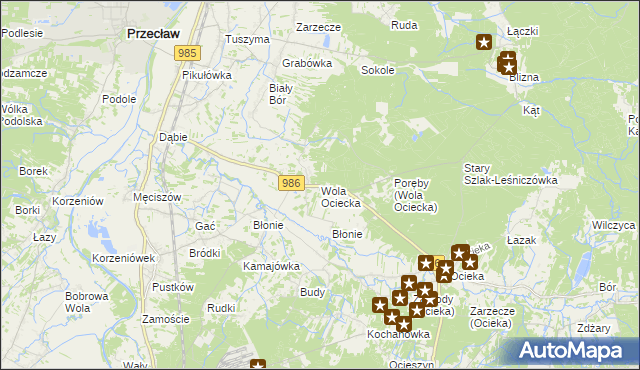 mapa Wola Ociecka, Wola Ociecka na mapie Targeo