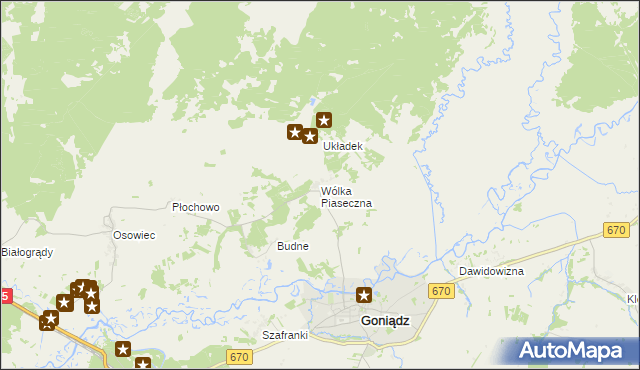 mapa Wólka Piaseczna gmina Goniądz, Wólka Piaseczna gmina Goniądz na mapie Targeo
