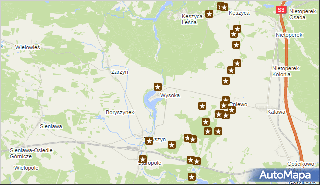 mapa Wysoka gmina Międzyrzecz, Wysoka gmina Międzyrzecz na mapie Targeo