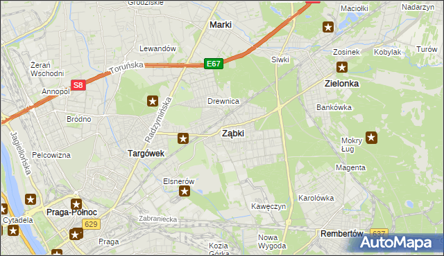 mapa Ząbki powiat wołomiński, Ząbki powiat wołomiński na mapie Targeo