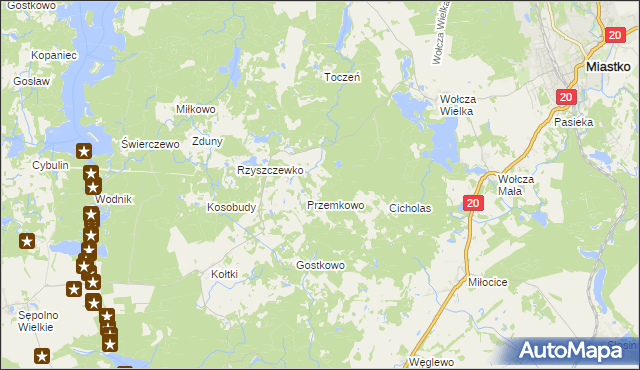 mapa Zajączkowo gmina Miastko, Zajączkowo gmina Miastko na mapie Targeo