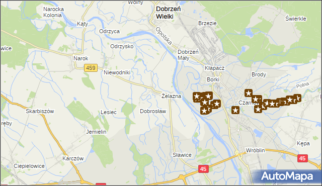mapa Żelazna gmina Dąbrowa, Żelazna gmina Dąbrowa na mapie Targeo