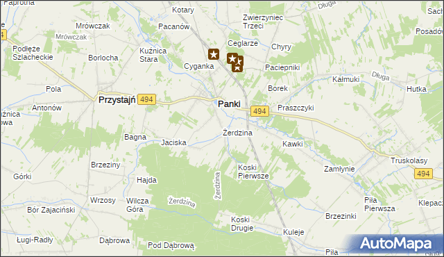 mapa Żerdzina, Żerdzina na mapie Targeo
