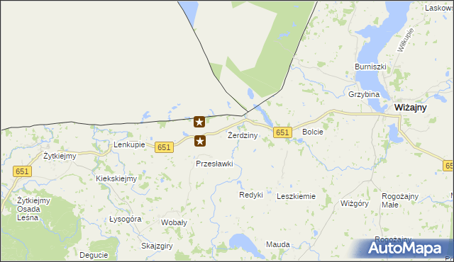 mapa Żerdziny gmina Dubeninki, Żerdziny gmina Dubeninki na mapie Targeo