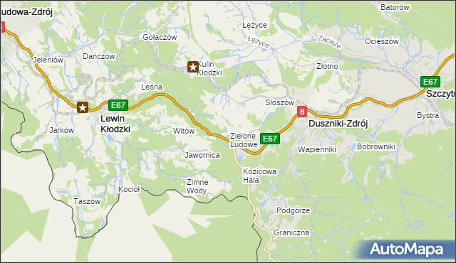 mapa Zielone Ludowe, Zielone Ludowe na mapie Targeo