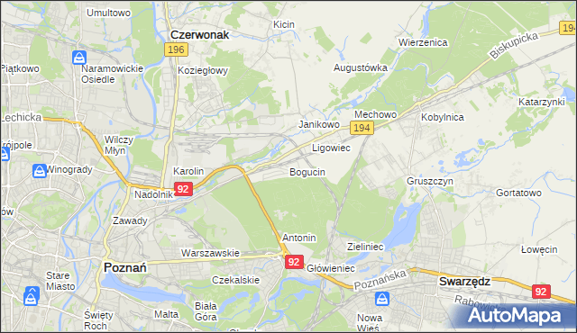 mapa Bogucin gmina Swarzędz, Bogucin gmina Swarzędz na mapie Targeo