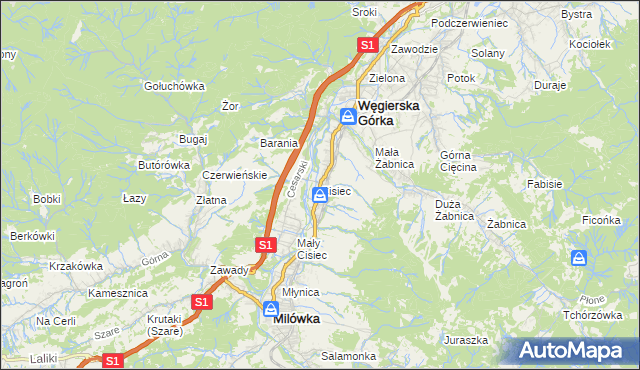 mapa Cisiec, Cisiec na mapie Targeo