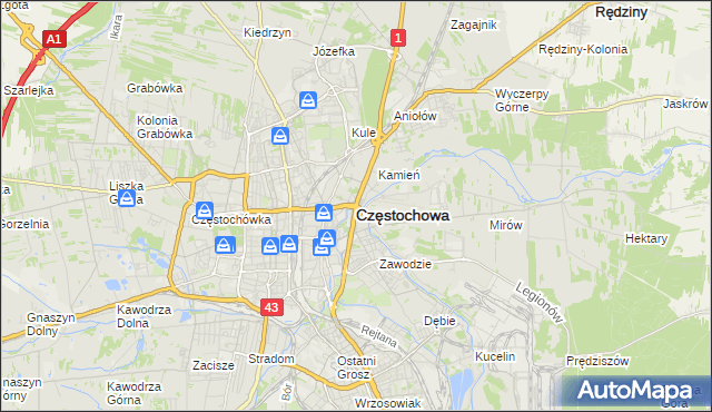 mapa Częstochowy, Częstochowa na mapie Targeo