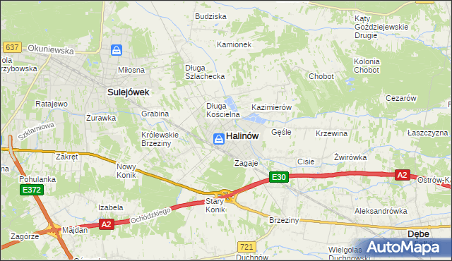 mapa Halinów powiat miński, Halinów powiat miński na mapie Targeo