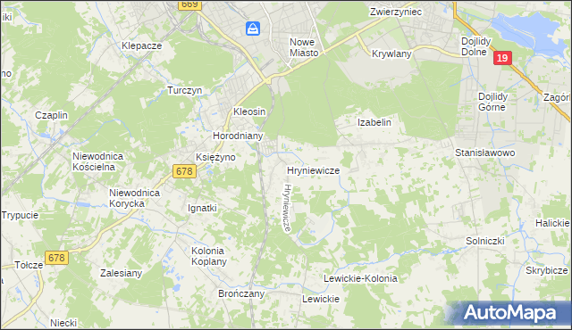 mapa Hryniewicze, Hryniewicze na mapie Targeo