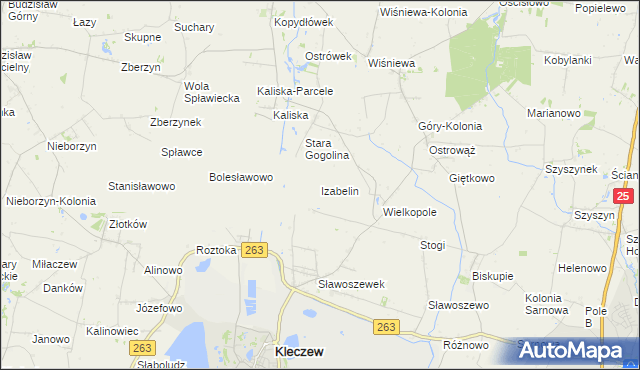 mapa Izabelin gmina Kleczew, Izabelin gmina Kleczew na mapie Targeo