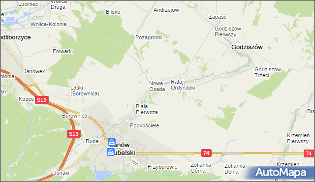 mapa Kawęczyn gmina Godziszów, Kawęczyn gmina Godziszów na mapie Targeo