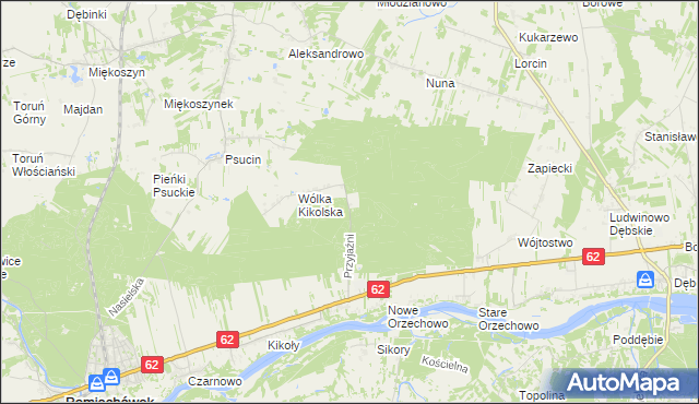 mapa Kolonia gmina Pomiechówek, Kolonia gmina Pomiechówek na mapie Targeo