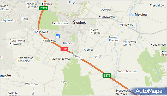 mapa Krępiec gmina Mełgiew, Krępiec gmina Mełgiew na mapie Targeo