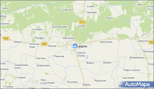 mapa Leszno powiat warszawski zachodni, Leszno powiat warszawski zachodni na mapie Targeo