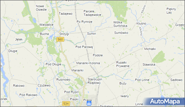 mapa Podole gmina Rypin, Podole gmina Rypin na mapie Targeo
