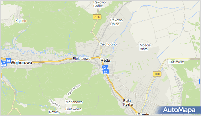 mapa Reda, Reda na mapie Targeo